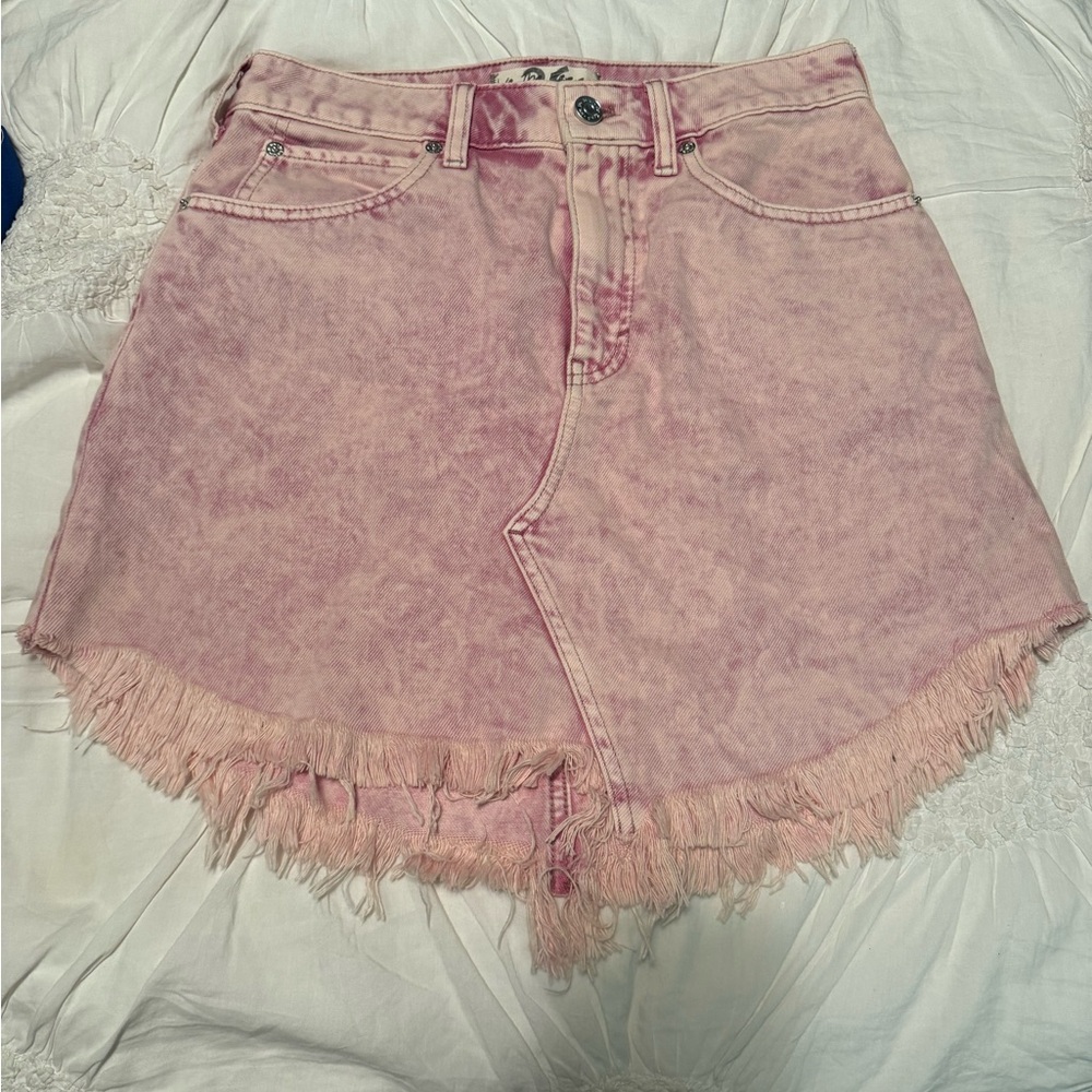 We The Free Pink Denim Skirt